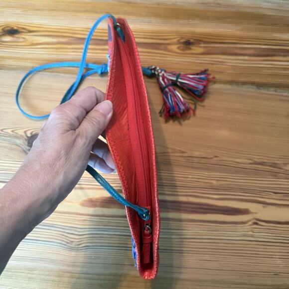 Vtg Carlo Fiori Purse Brightly Colored Snake Leather Crossbody Zip Tassles Italy - Picture 6 of 15